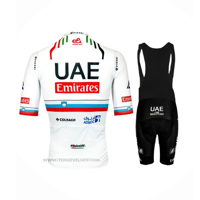 2024 Maillot Cyclisme UAE Slovenie Champion Blanc Manches Courtes et Cuissard